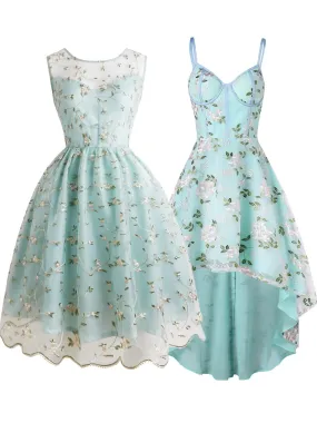 2PCS Top Seller Light Green 1950s Dresses