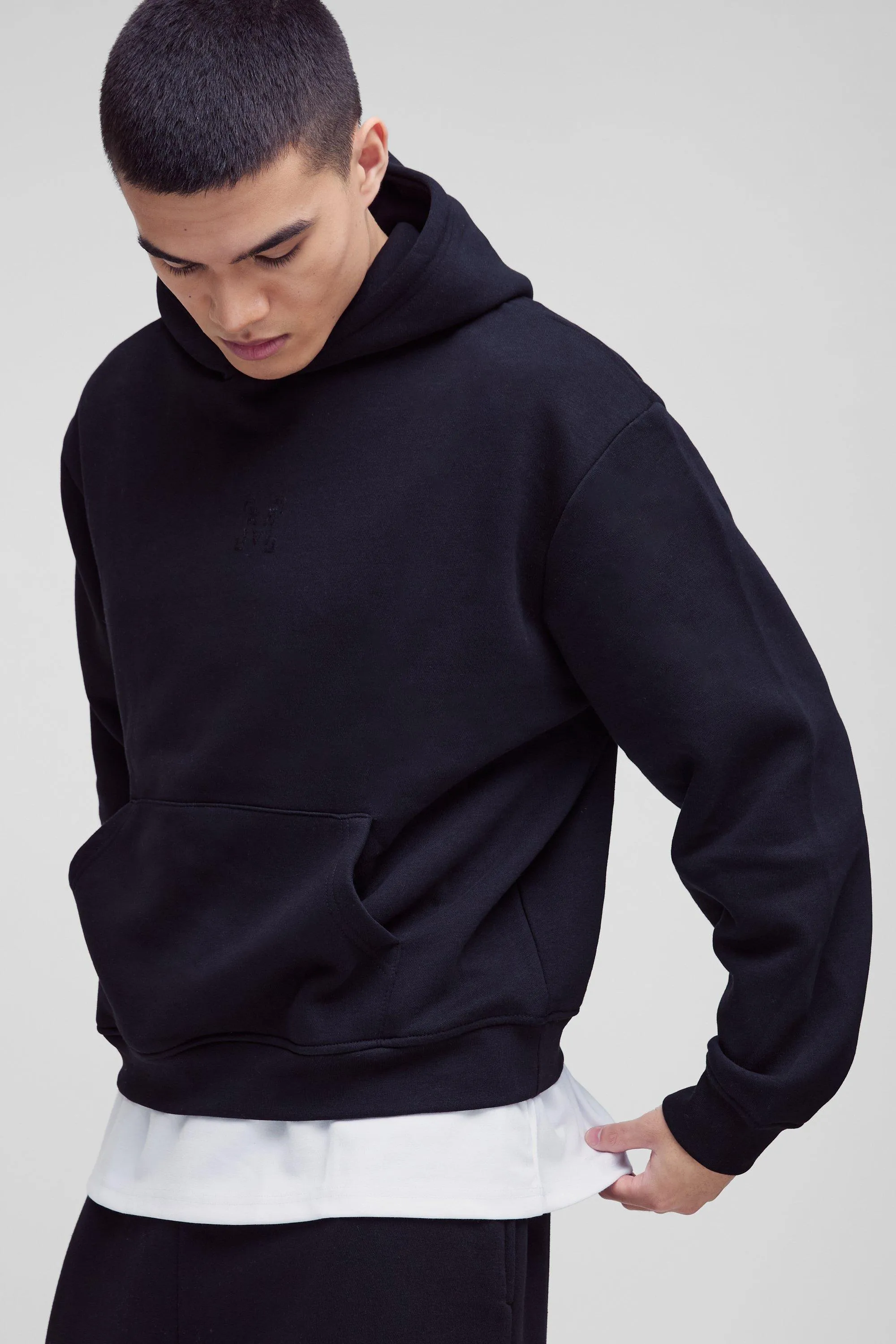 330GSM Oversized Boxy M Flocked Hoodie