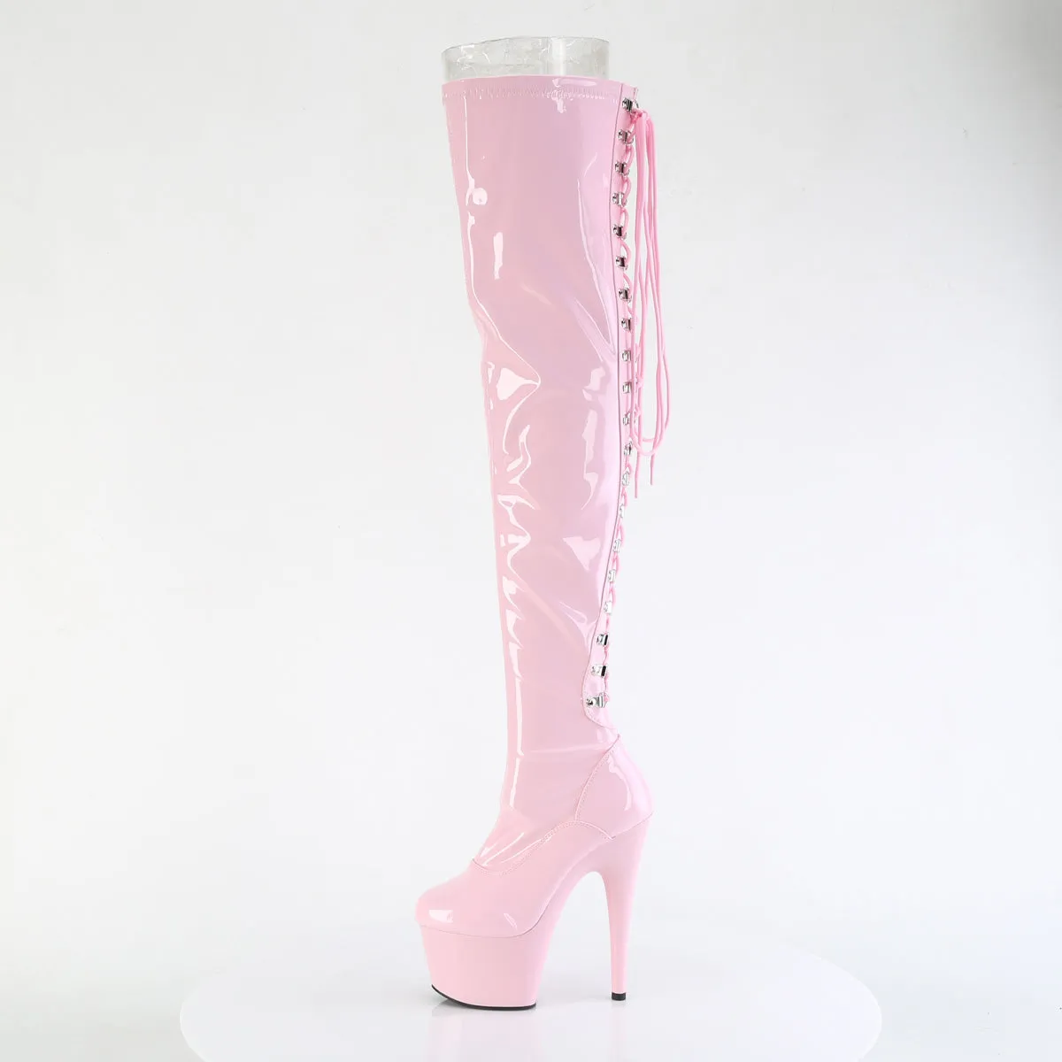 7 Inch Heel ADORE-3063 Baby Pink Stretch Patent