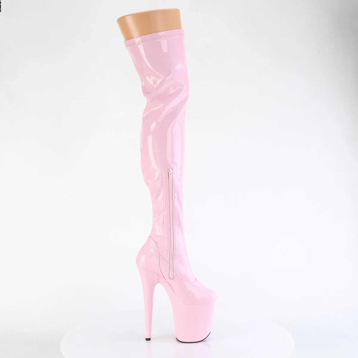 8 Inch Heel FLAMINGO-3000HWR Baby Pink Holo