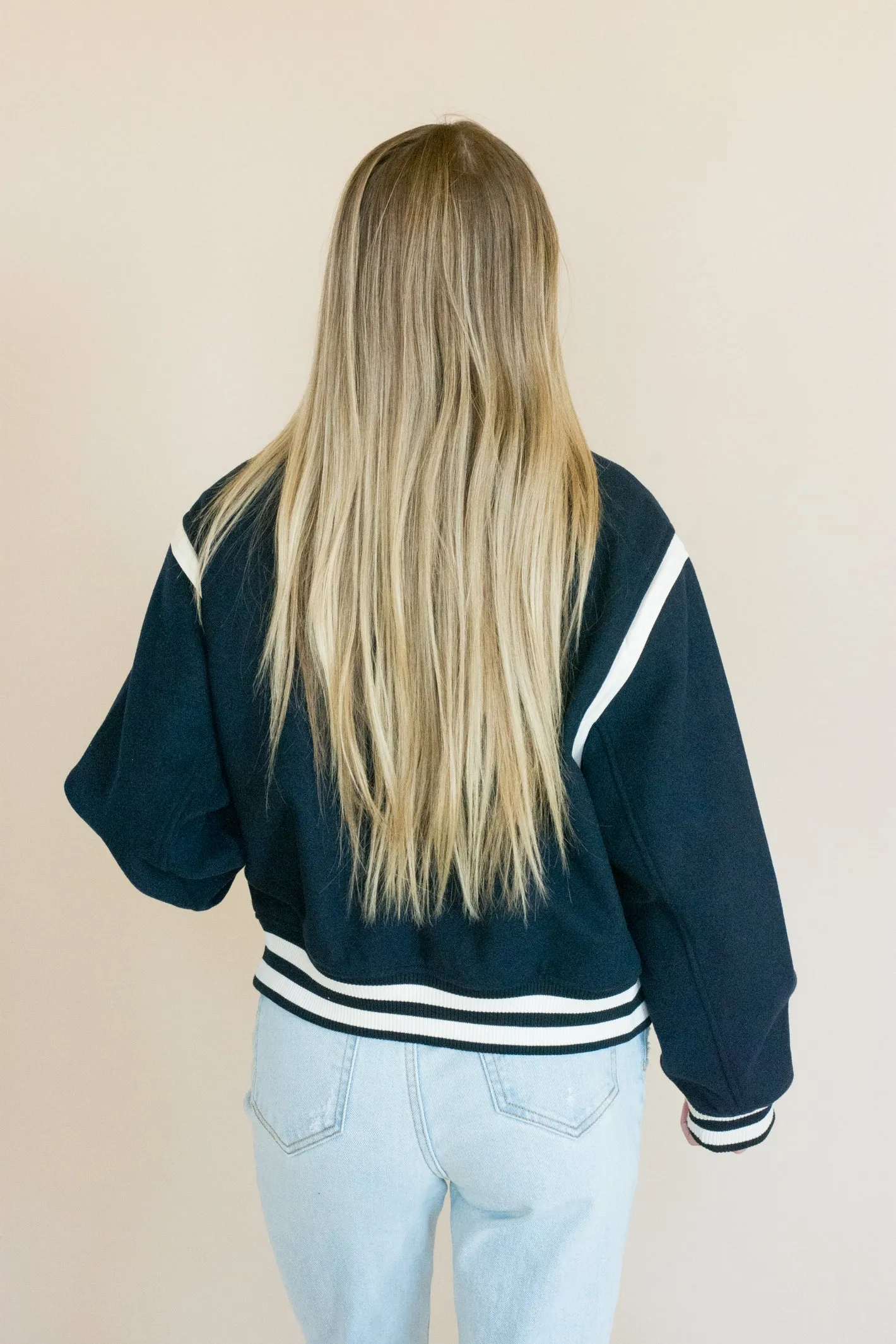 A Piece of You Navy Varsity Jacket