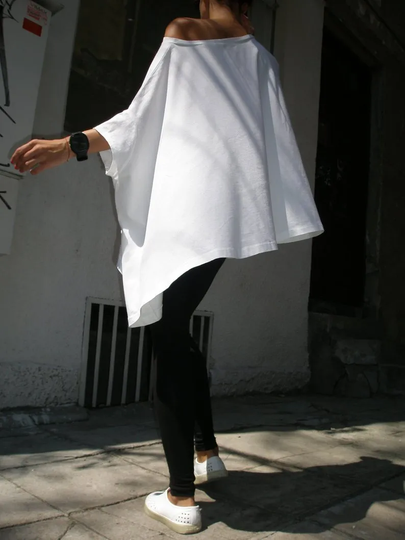 Aakasha  |Plain Medium Short Sleeves Handmade Oversized Bold Tunics