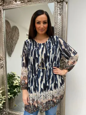 Abstract Print Pleated Tunic Ava