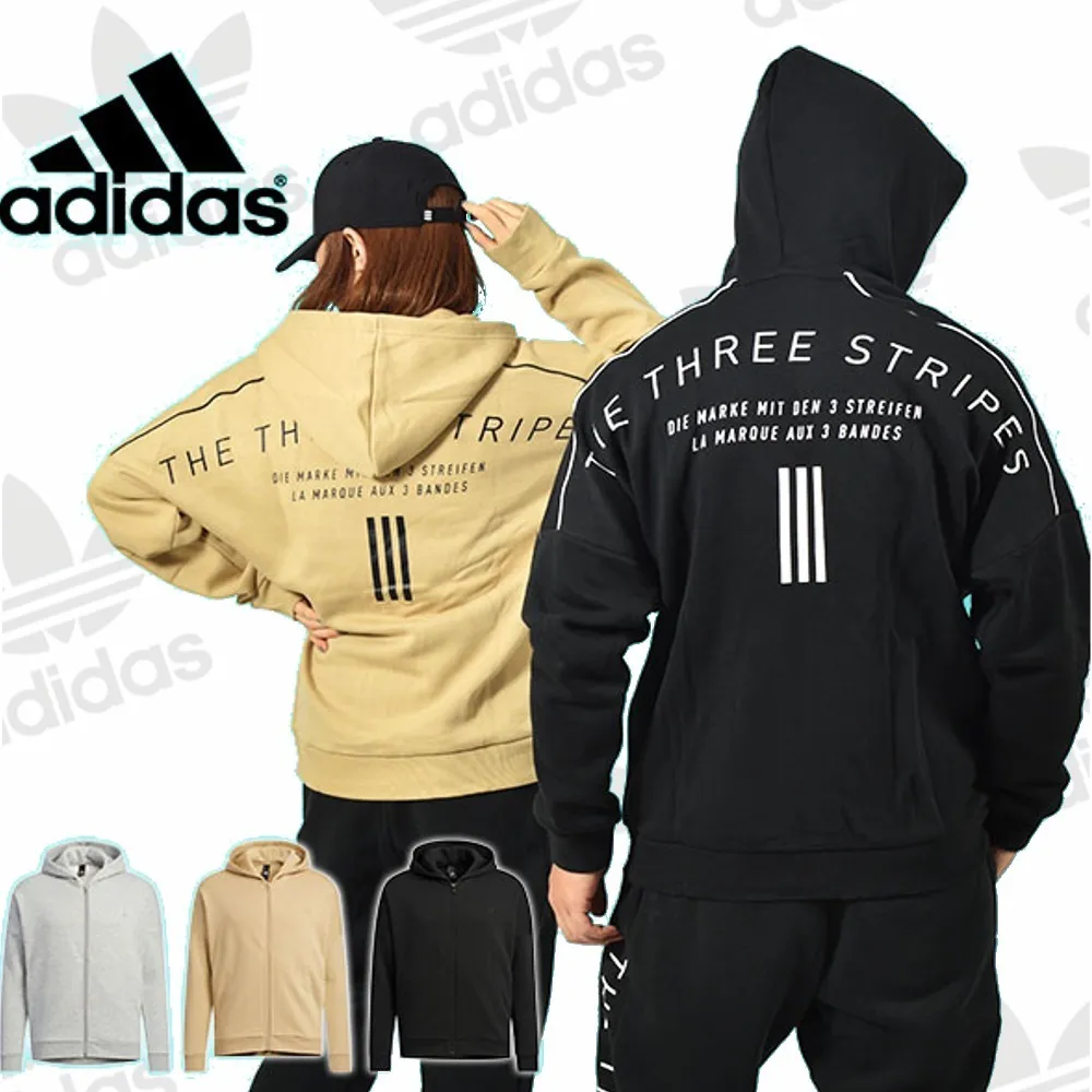 adidas  |Unisex Long Sleeves Plain Logo Hoodies