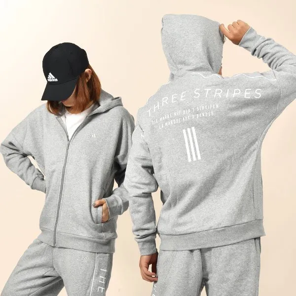 adidas  |Unisex Long Sleeves Plain Logo Hoodies