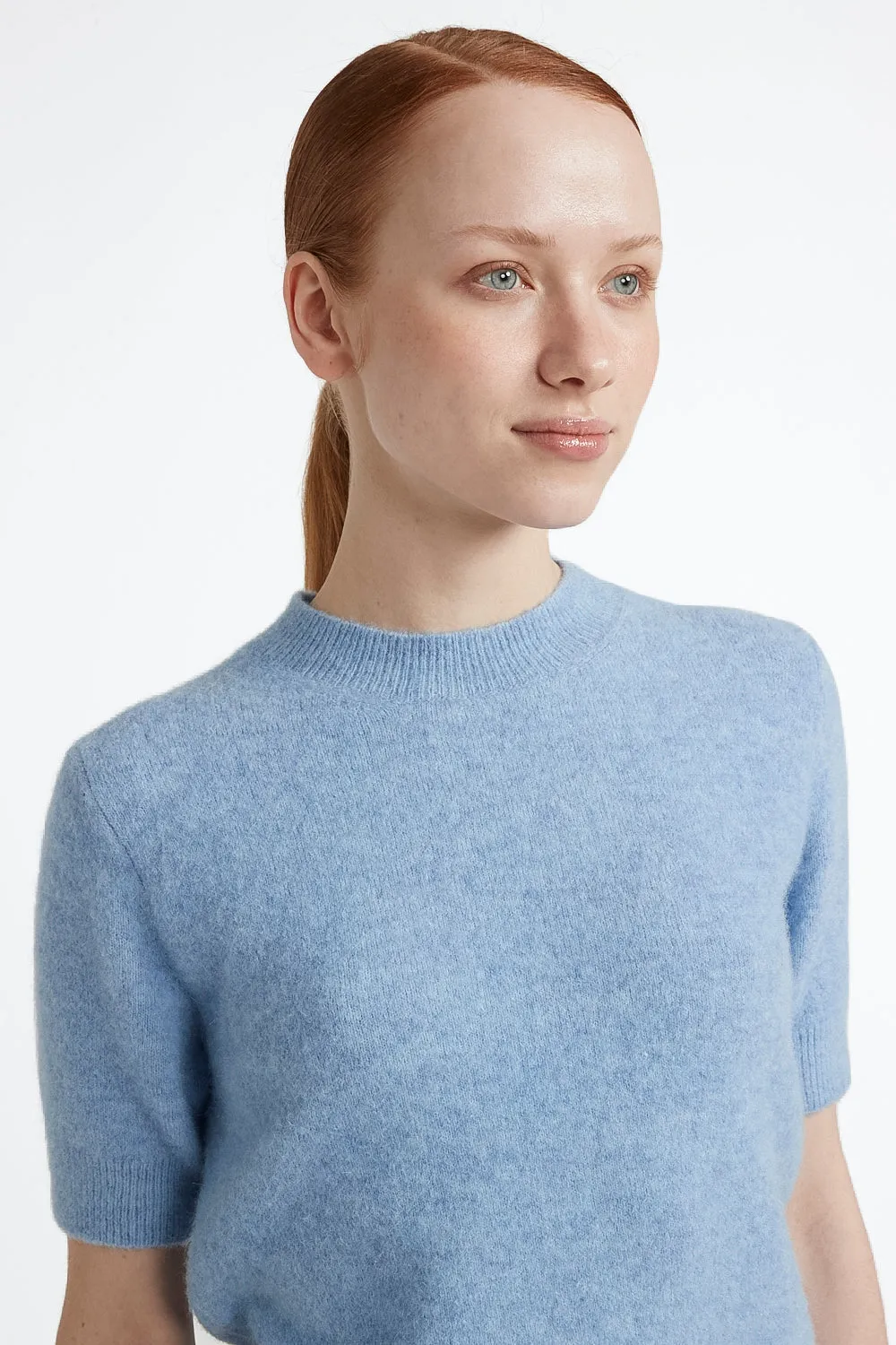 Alpaca and wool short sleeve sweater