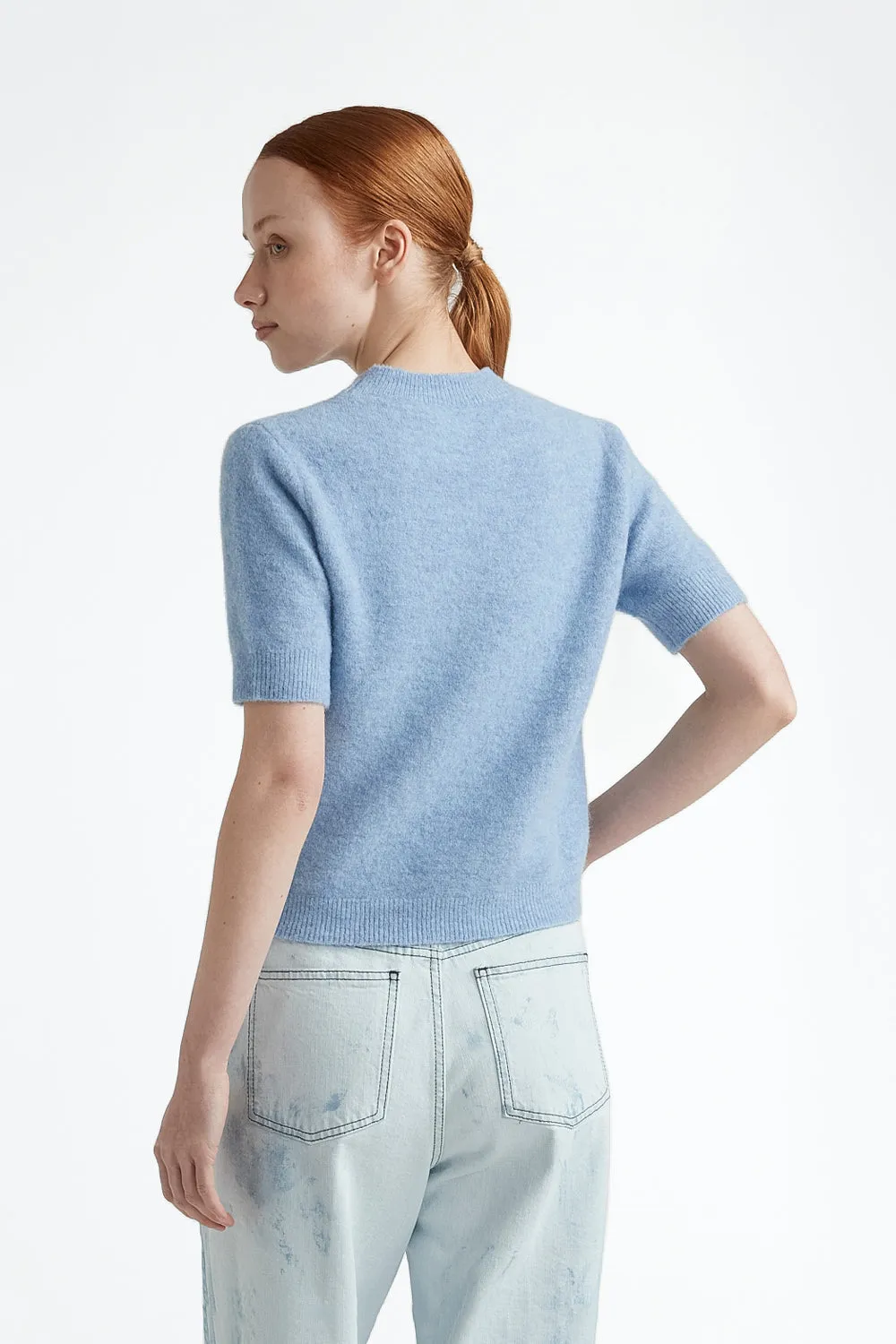 Alpaca and wool short sleeve sweater