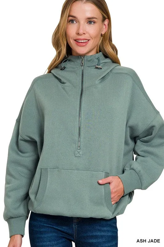 Amber Fleece Half Zip Hoodie (Ash Jade)