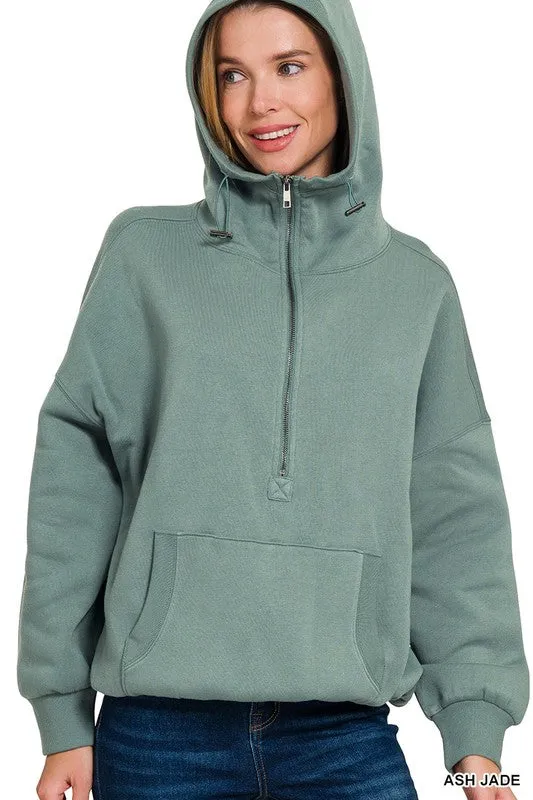 Amber Fleece Half Zip Hoodie (Ash Jade)