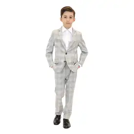 Appaman Boys 2pc Stretch Mod London Check Grey Suit _B8SSU2