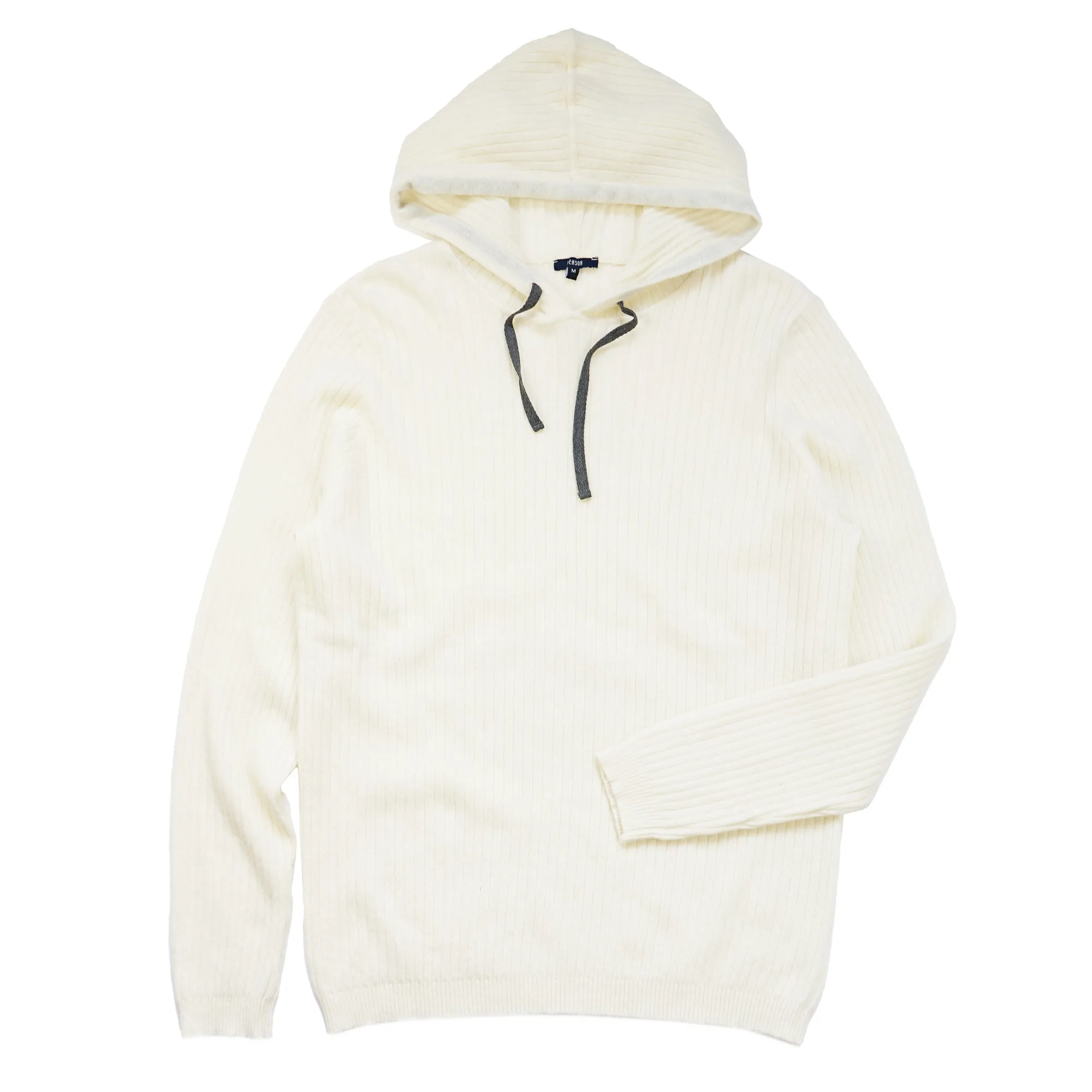 Austin Ribbed Knit White Hoodie