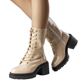 Beige insulated high heel boots from Verno