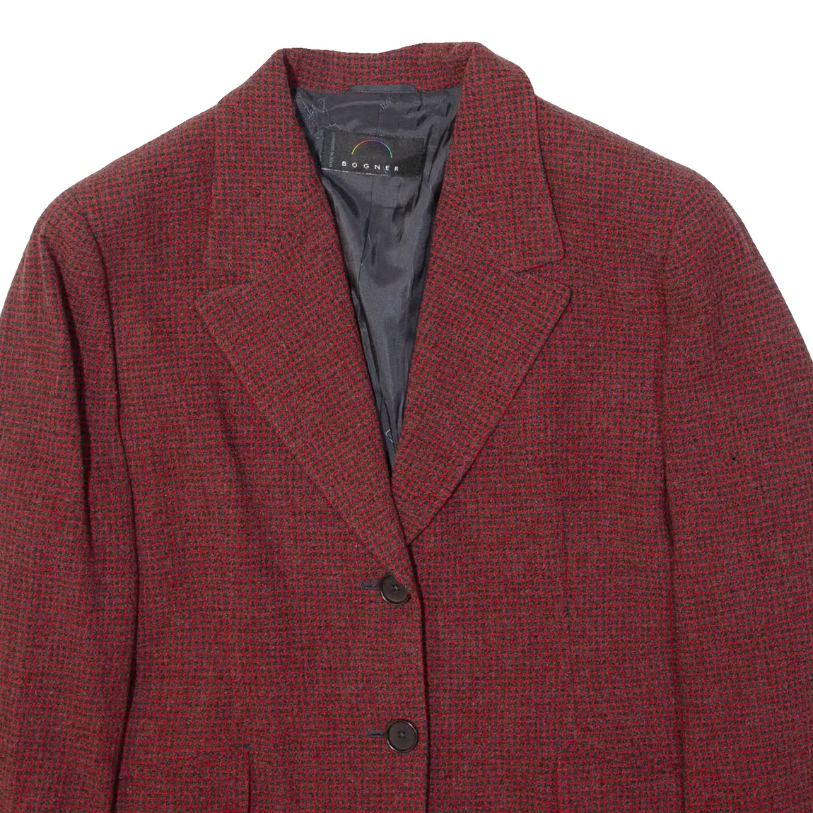 BOGNER Womens Blazer Jacket Red Wool Check L