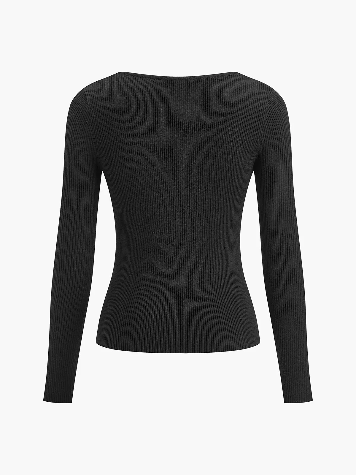 Bow-Decor Cutout Slim Sweater