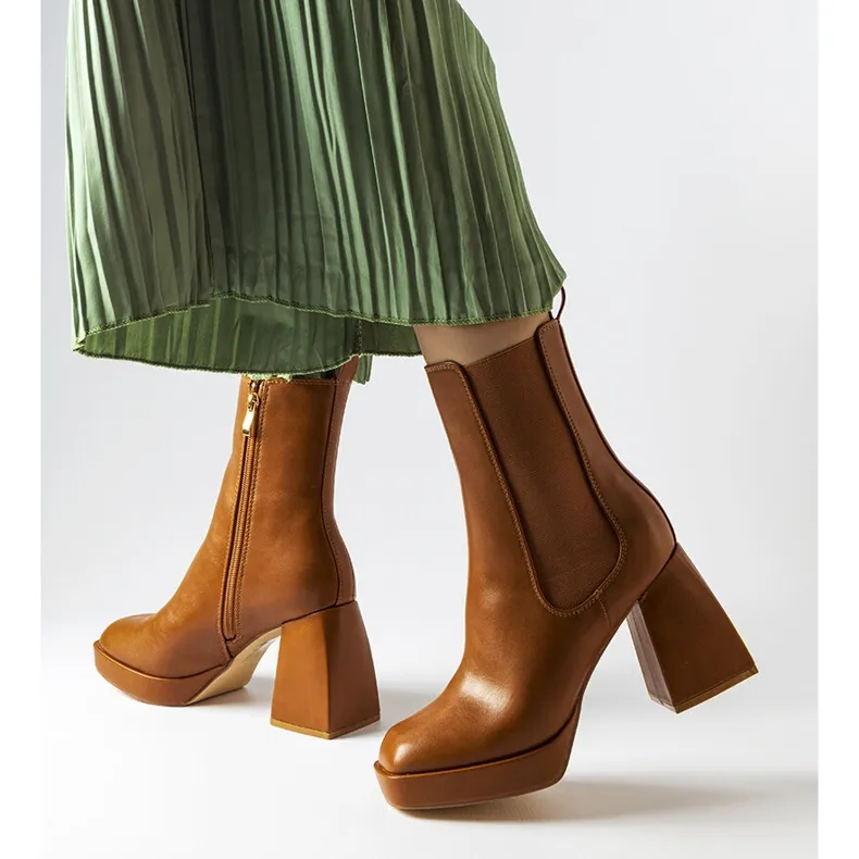 Brown chunky heel boots from Watson