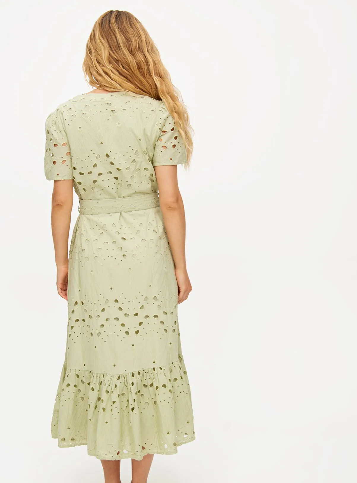 Buy Sage Green Broderie Midi Dress 14 | Dresses | Tu