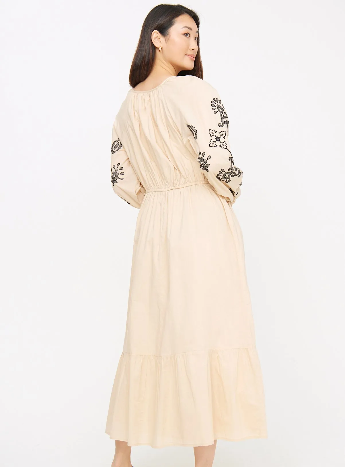 Buy Stone Embroidered Sleeve Tiered Midaxi Dress 16 | Dresses | Tu