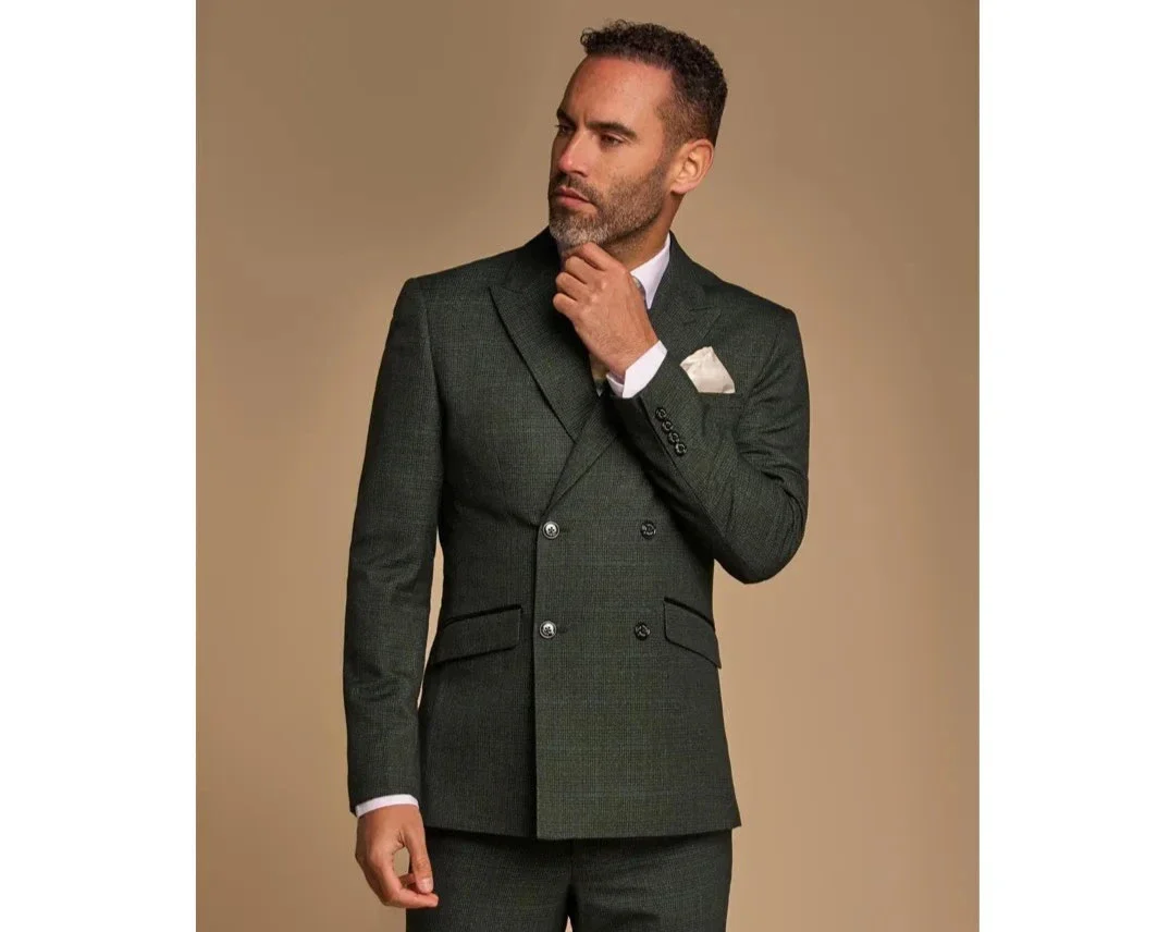 Caridi - Men's Olive Green Double Breasted Blazer