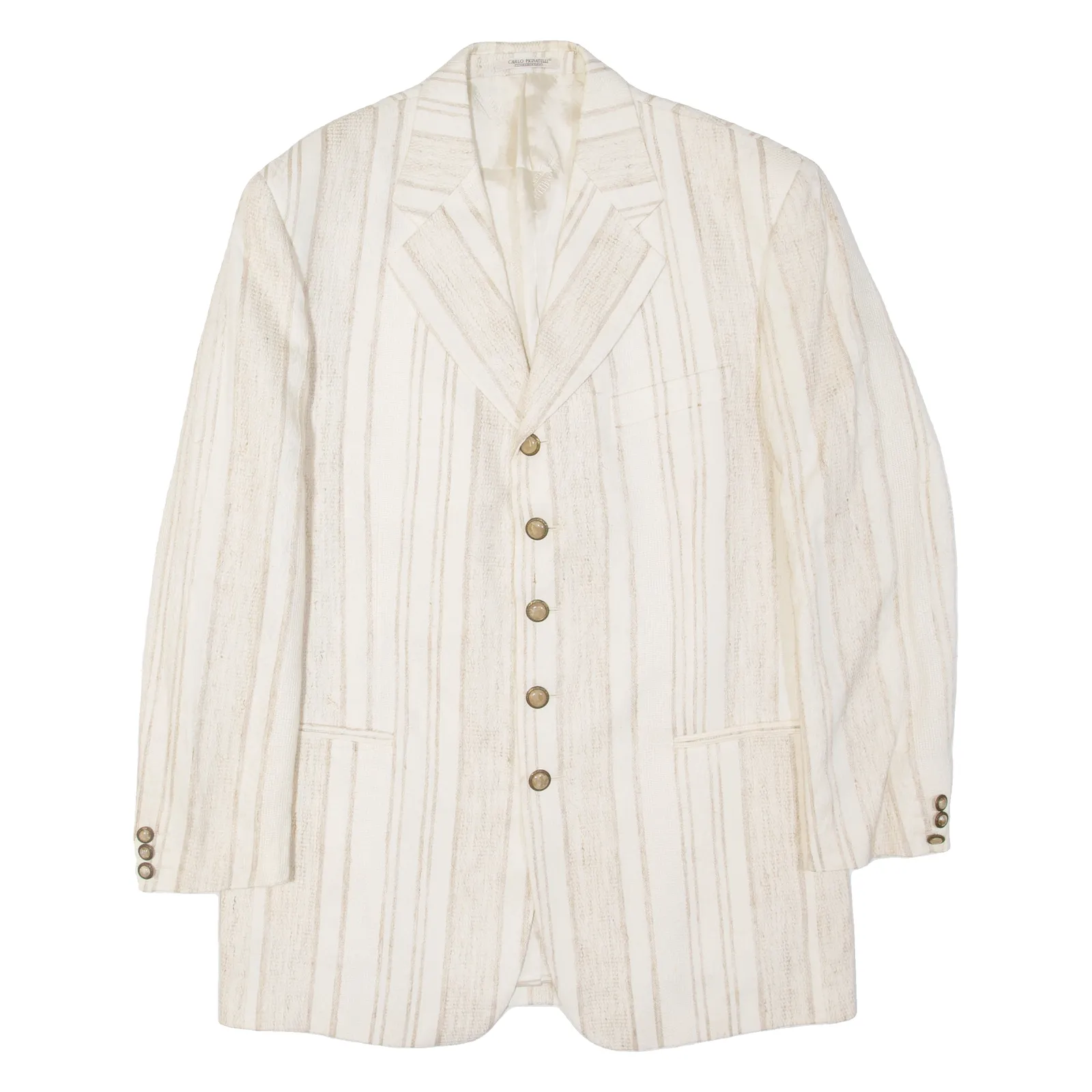 CARLO PIGNATELLI Mens Blazer Jacket Beige Striped L