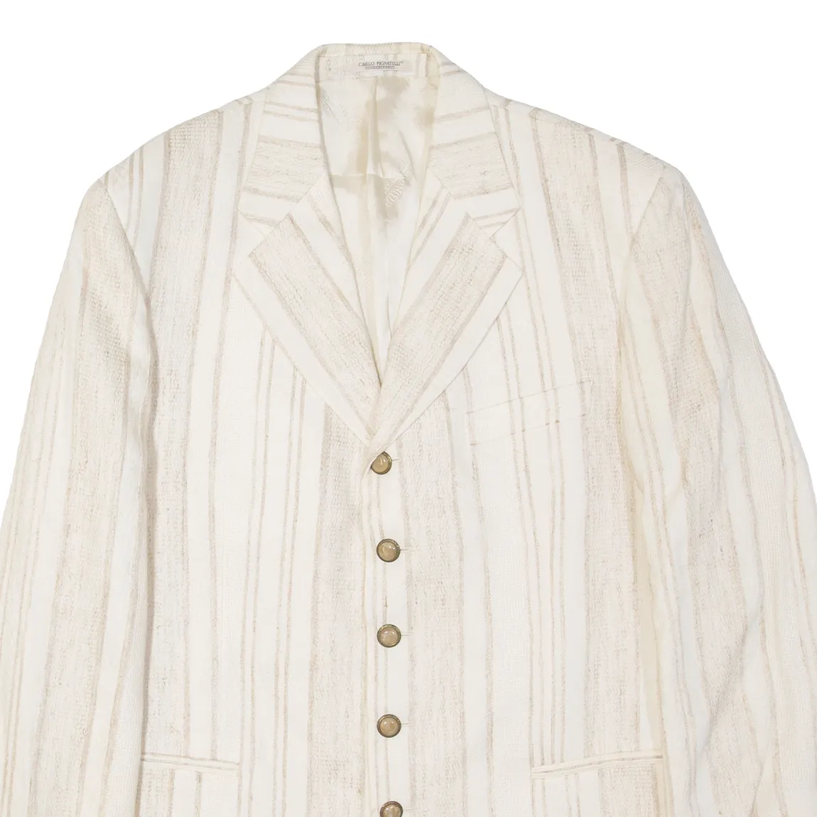 CARLO PIGNATELLI Mens Blazer Jacket Beige Striped L