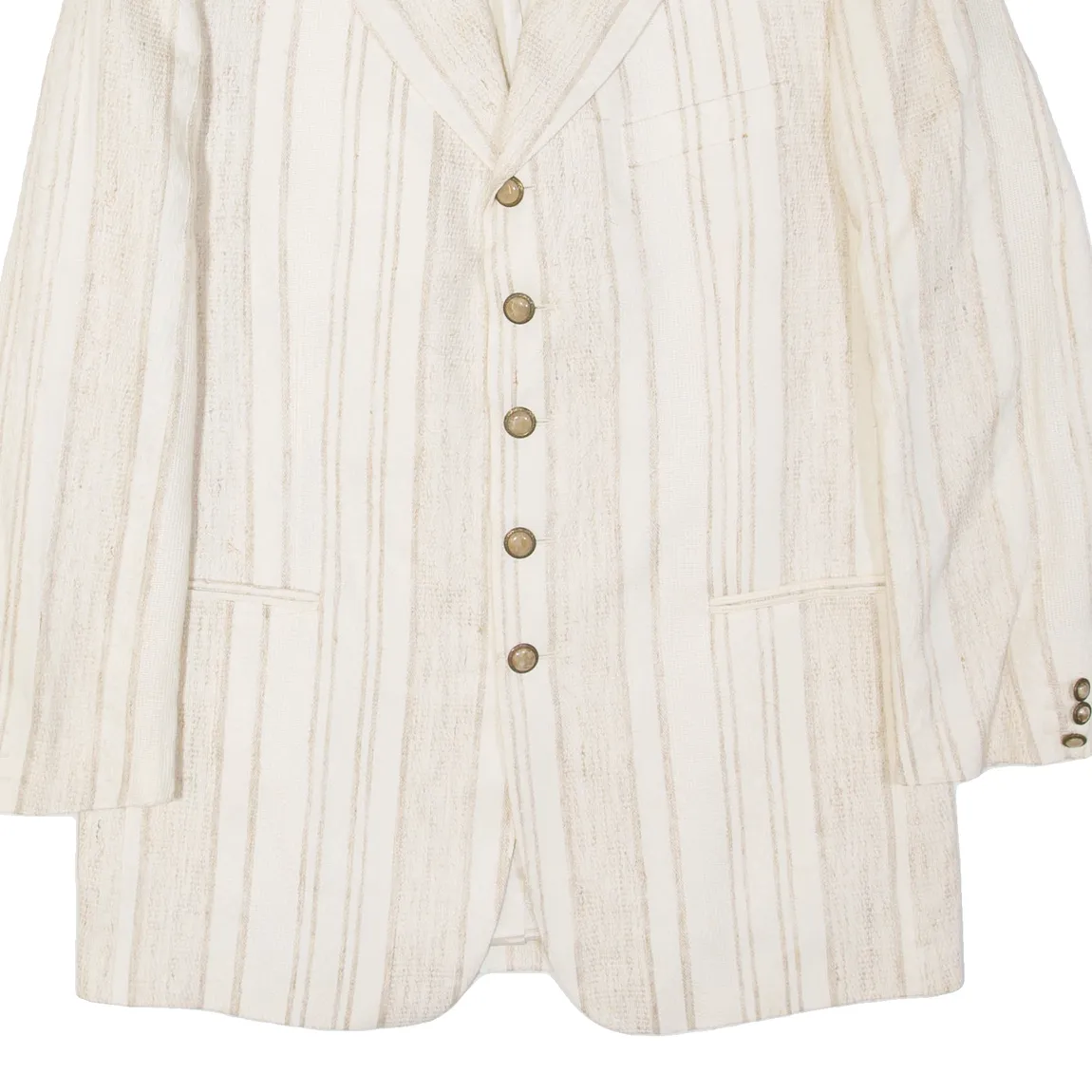 CARLO PIGNATELLI Mens Blazer Jacket Beige Striped L