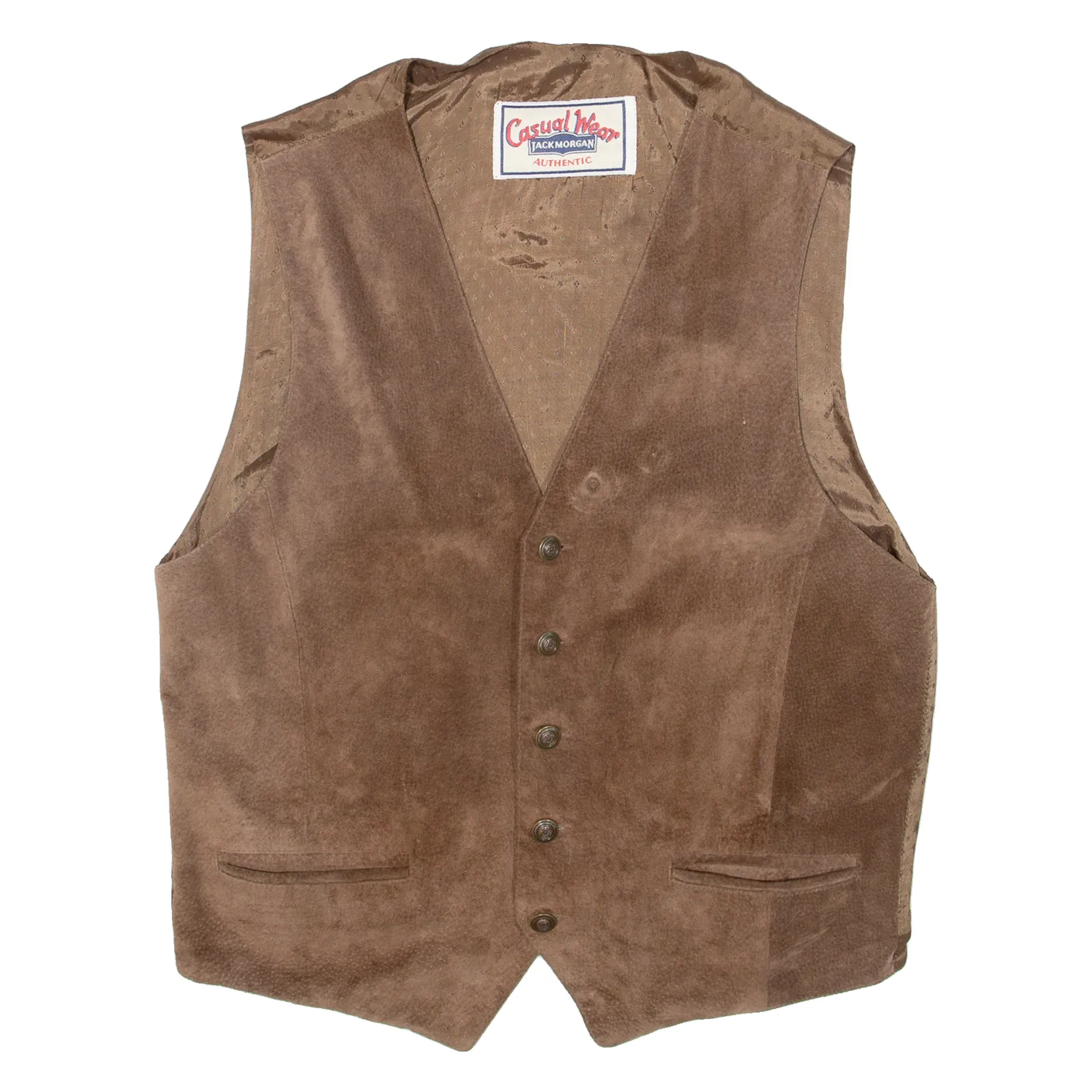 CASUAL WEAR Mens Blazer Waistcoat Brown Leather Suede S