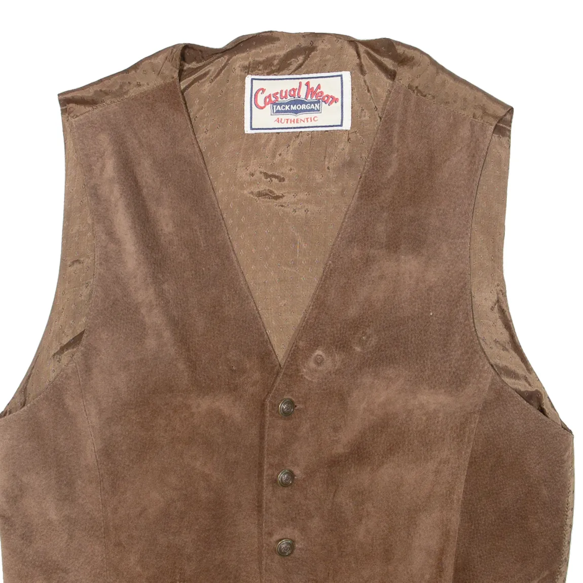 CASUAL WEAR Mens Blazer Waistcoat Brown Leather Suede S