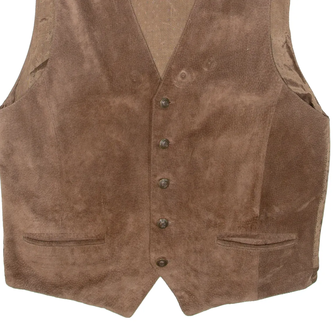 CASUAL WEAR Mens Blazer Waistcoat Brown Leather Suede S