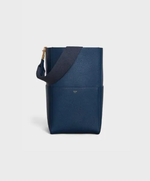 Celine Sangle Bucket Bag In Soft Grained Calfskin Deep Blue