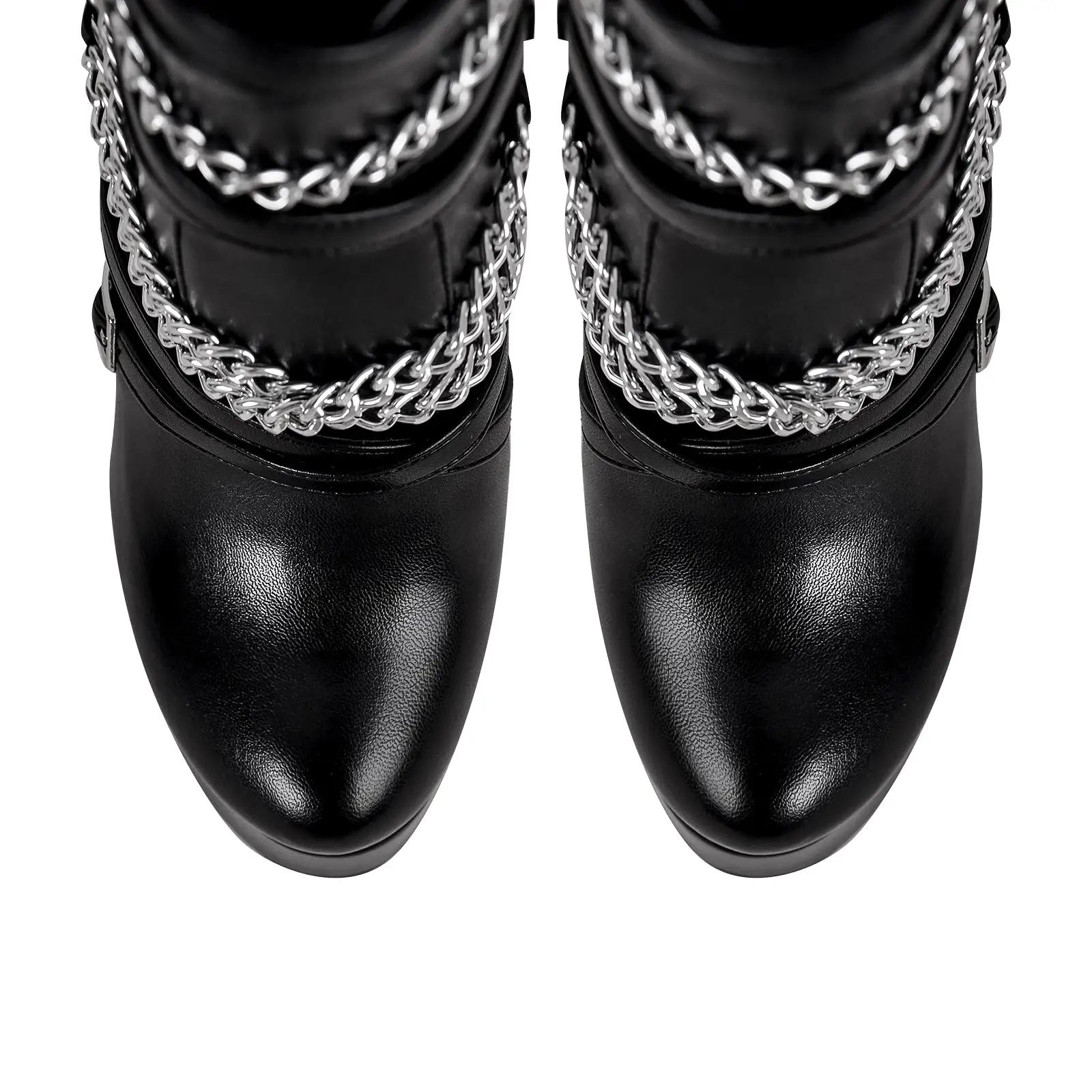 Chain Buckle Strap Platform Stiletto High Heel Boots