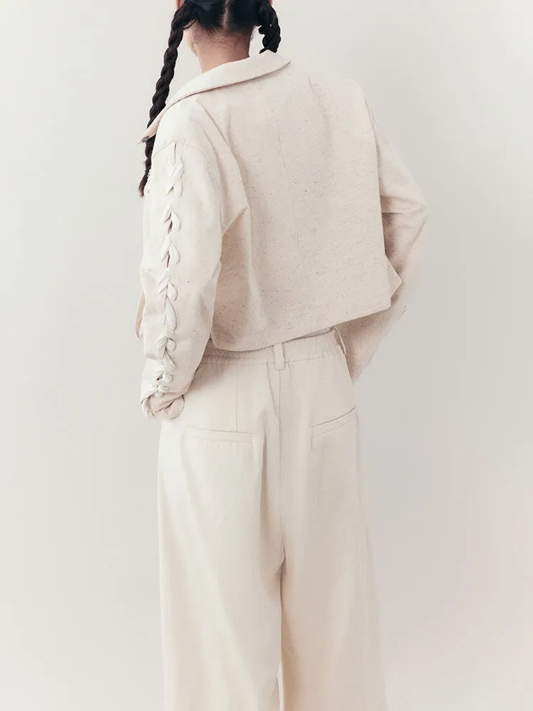 Chic Braid Cute Set-Up Zip Natural Jacket＆Skirt