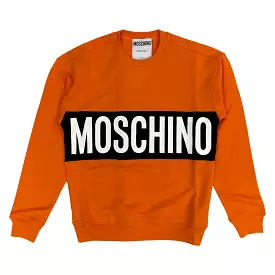 Cotton Sweatshirt With Contrast Logo (Orange/White)