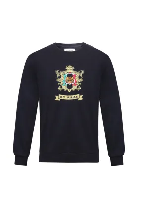 Cotton Sweatshirt with Embroidery – Black