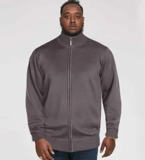 D555 Big Mens Charcoal Plain Full Zip Sweater (BUDDY 3)