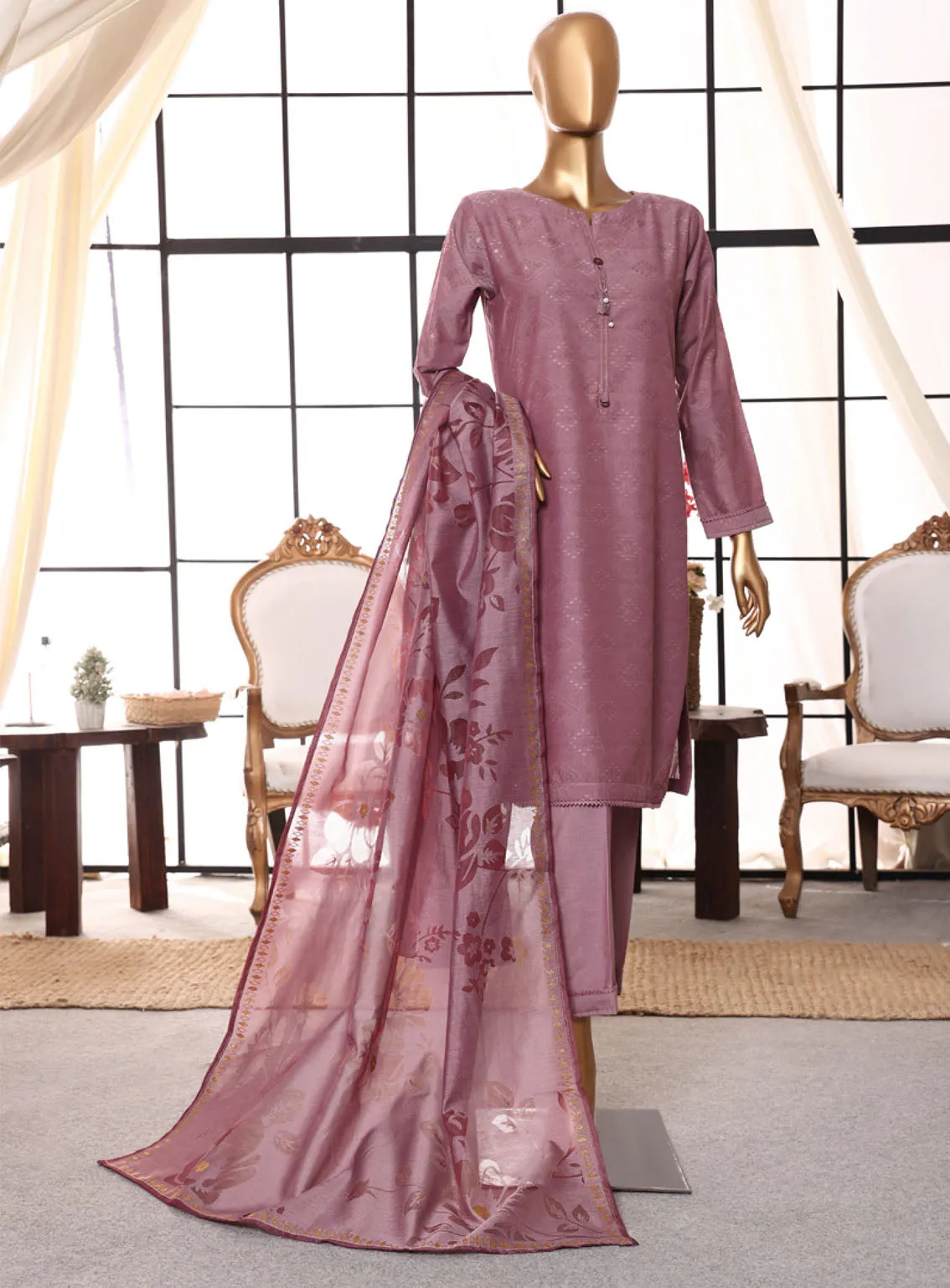 Damask By HZ Textile Jacquard Lawn 3 Piece Stitched Suit HZ24D DJL-403