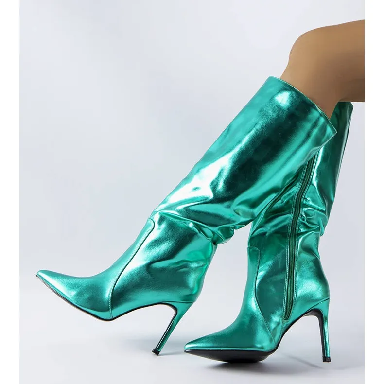 Dark green high heel boots from Jaylin