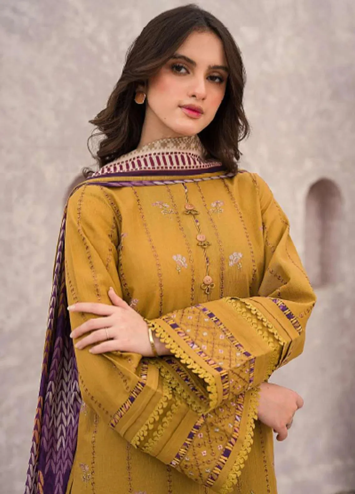 Dastak By Jazmin Unstitched Embroidered Khaddar 3Pc Suit D-09 Rang