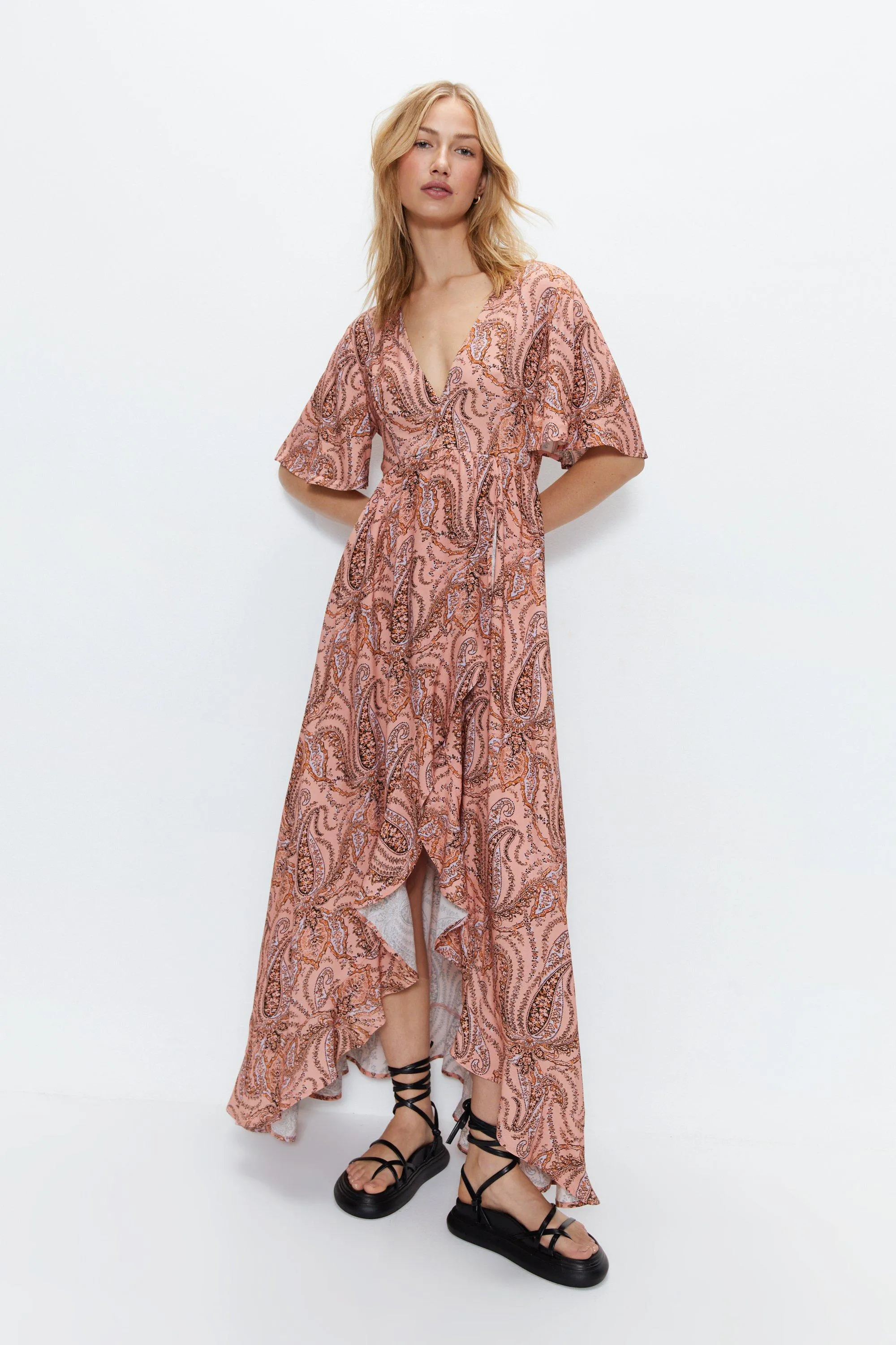 Dresses | Paisley Cut Out Ruffle Printed Midi Dress | Warehouse