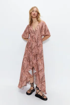 Dresses | Paisley Cut Out Ruffle Printed Midi Dress | Warehouse