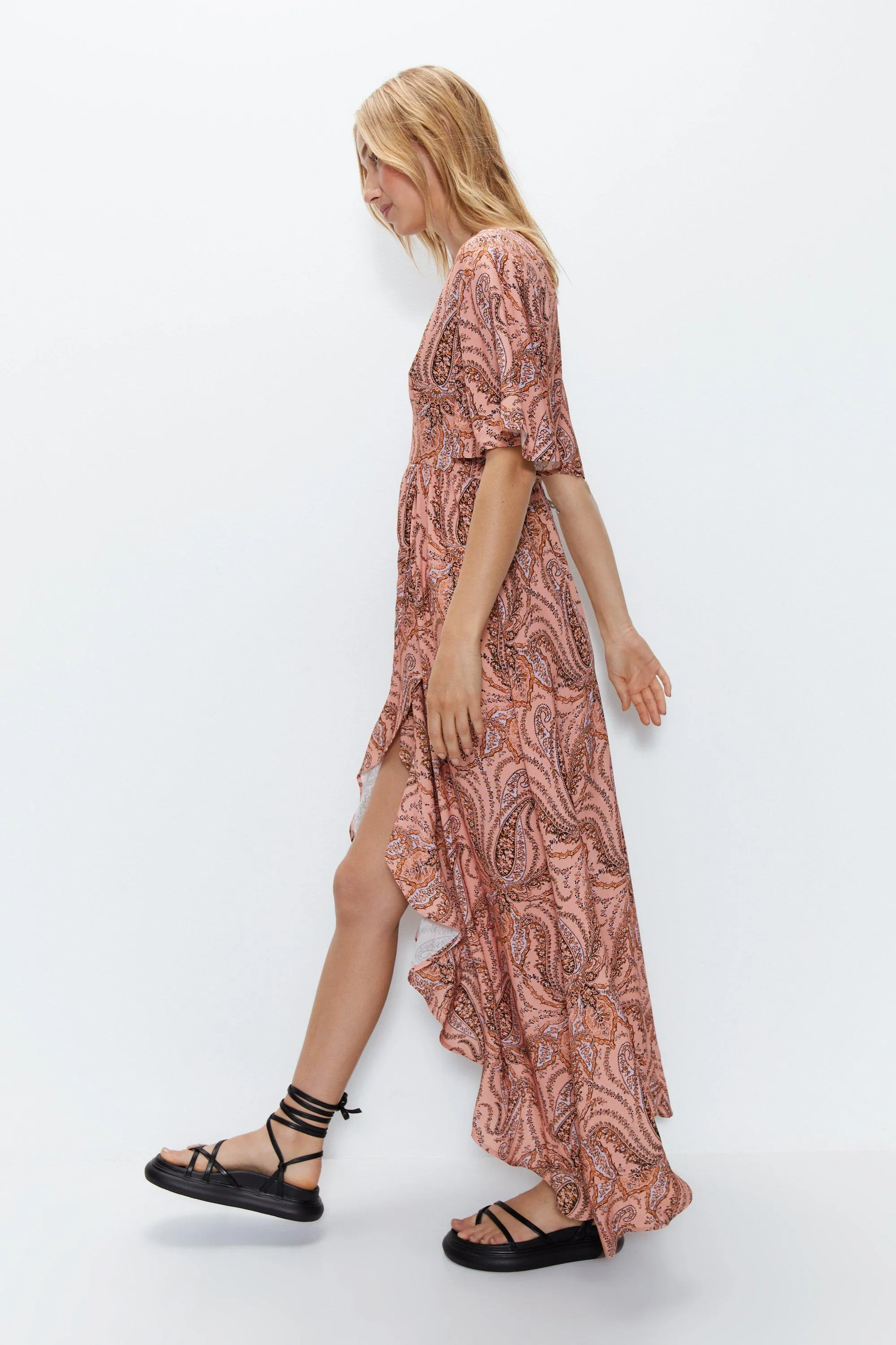 Dresses | Paisley Cut Out Ruffle Printed Midi Dress | Warehouse