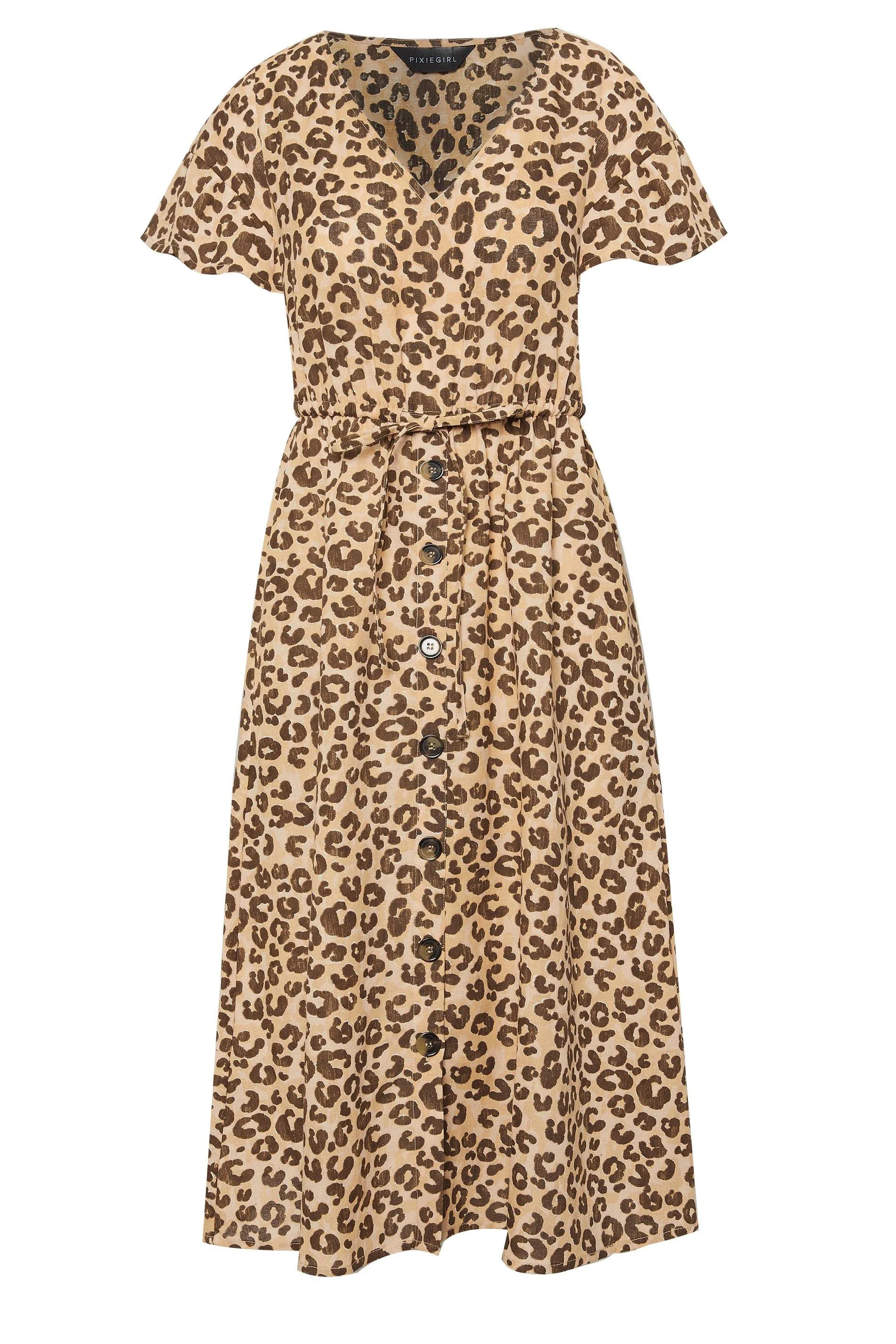 Dresses | Petite Leopard Print Midi Dress | PixieGirl