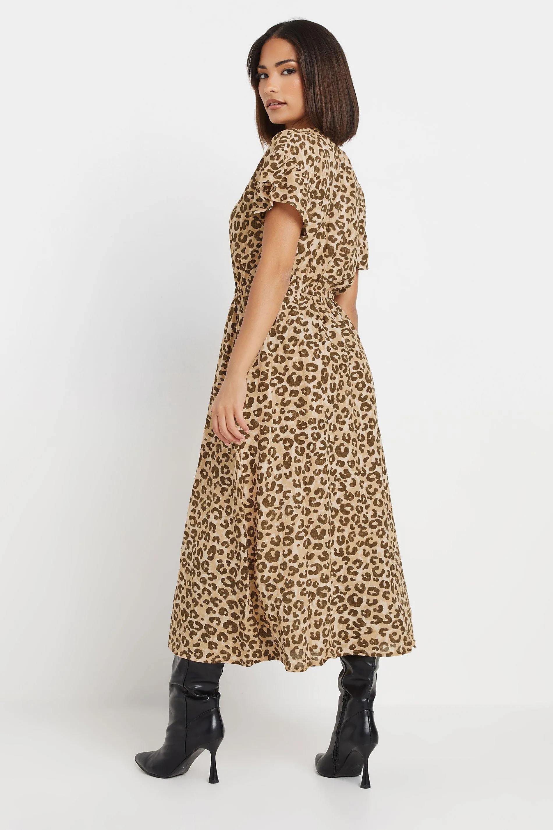 Dresses | Petite Leopard Print Midi Dress | PixieGirl