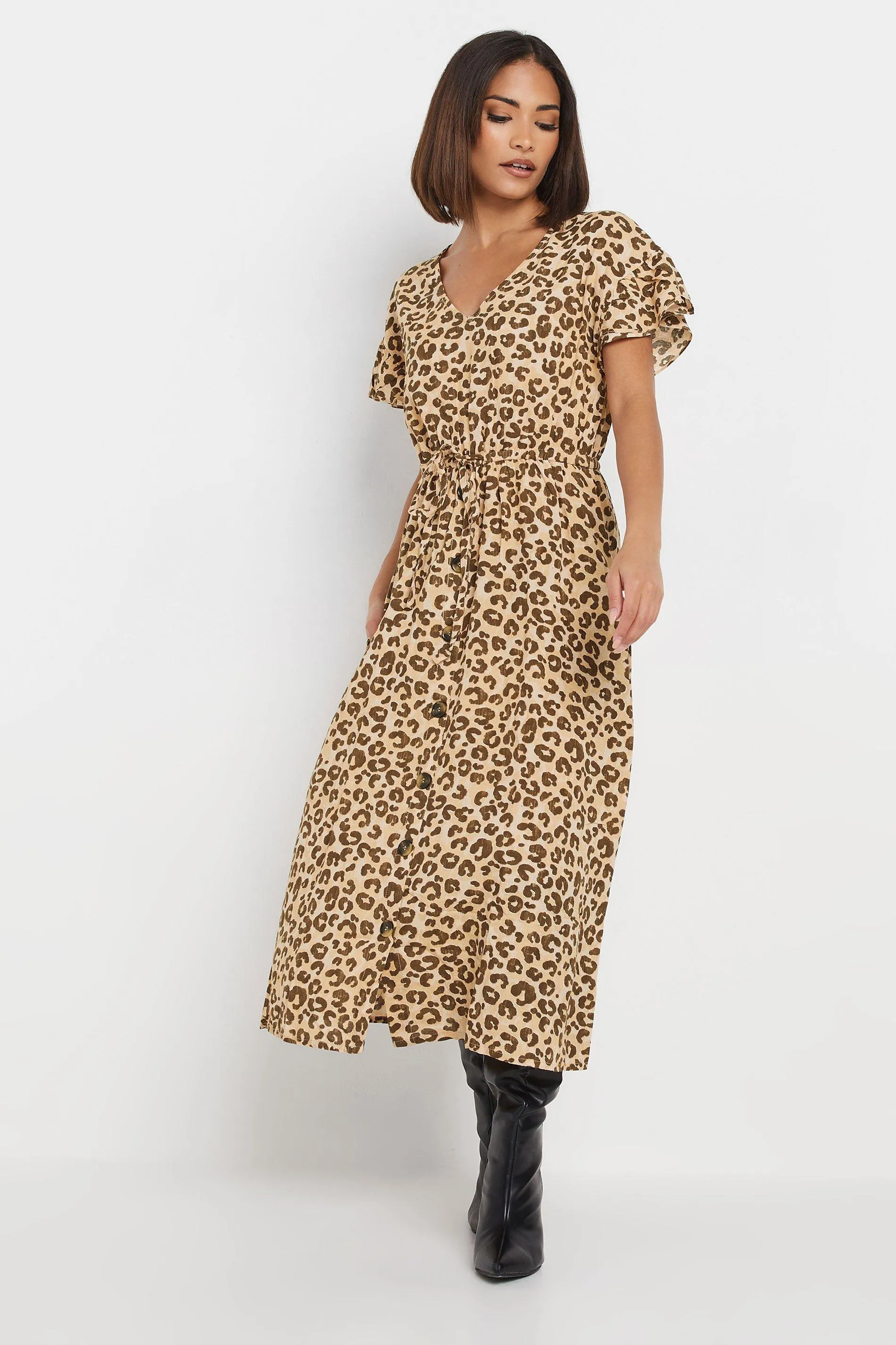 Dresses | Petite Leopard Print Midi Dress | PixieGirl