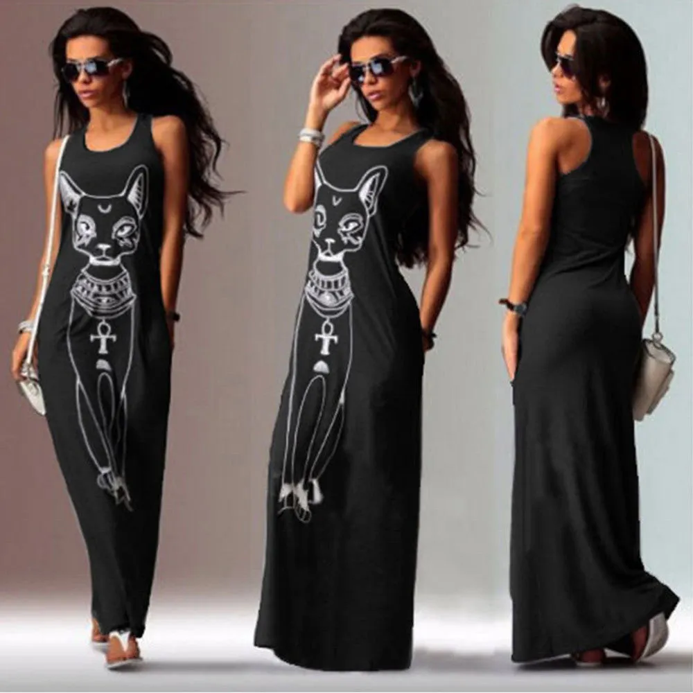 Dresses for Women Casual Sleeveless Boho Beach Long Dress Feida