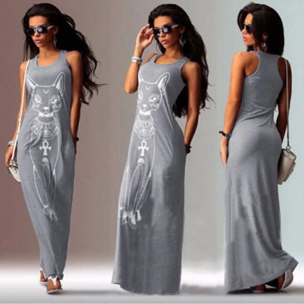 Dresses for Women Casual Sleeveless Boho Beach Long Dress Feida