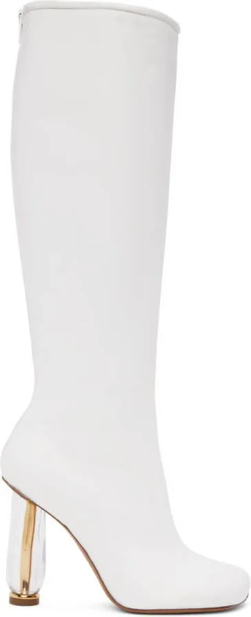 Dries Van Noten White Cylindrical Heel Boots