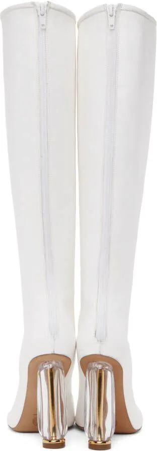 Dries Van Noten White Cylindrical Heel Boots