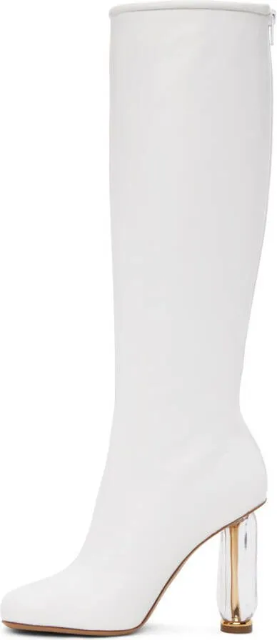 Dries Van Noten White Cylindrical Heel Boots