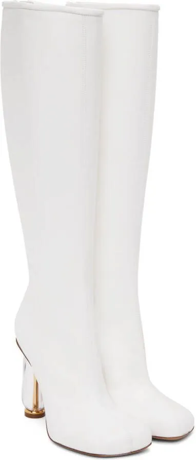 Dries Van Noten White Cylindrical Heel Boots