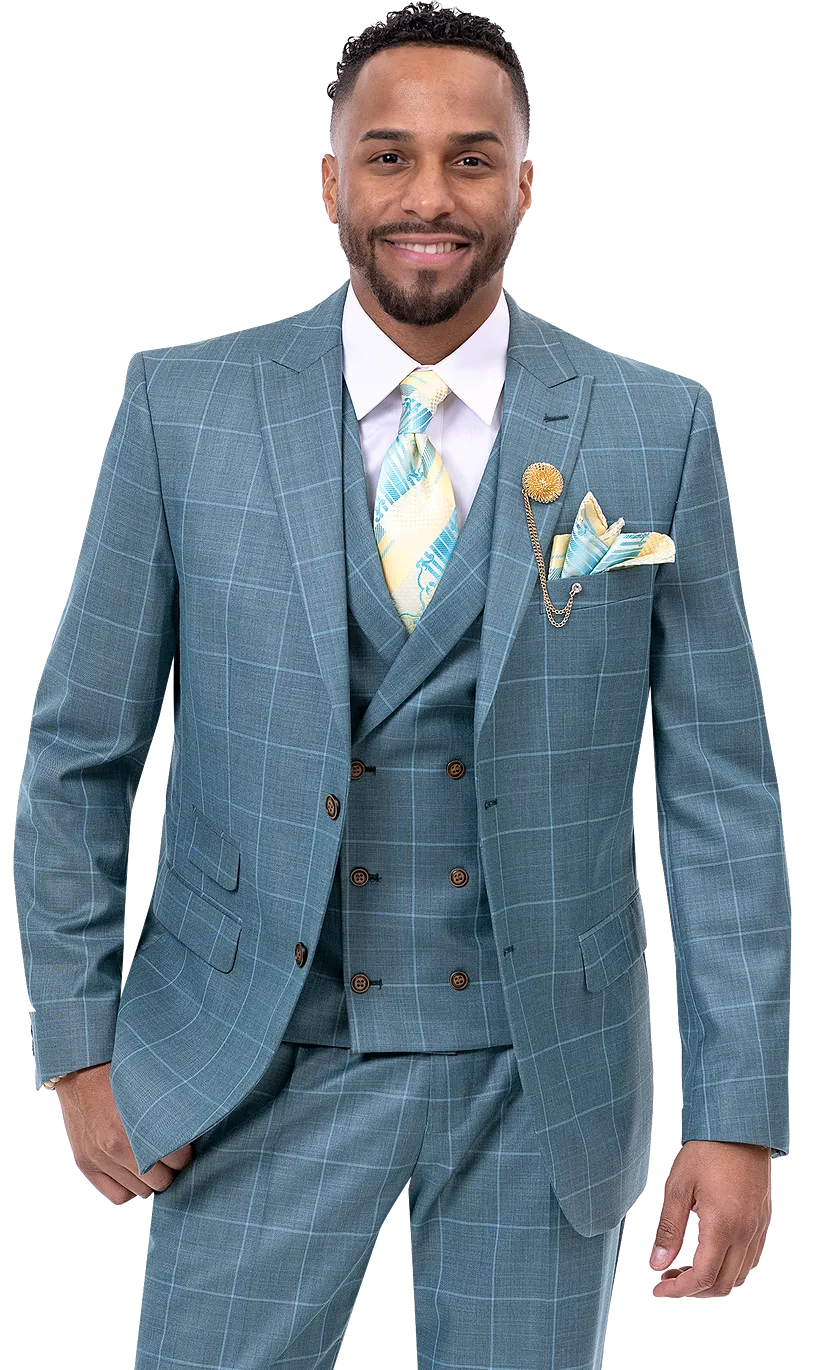 EJ Samuel Teal Suit M2767